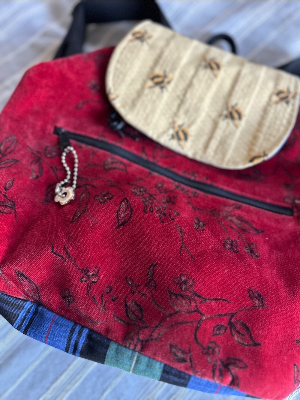 Nordic House Designs Red Velvet Bumblebee Backpack Bag - Picture 12 of 15